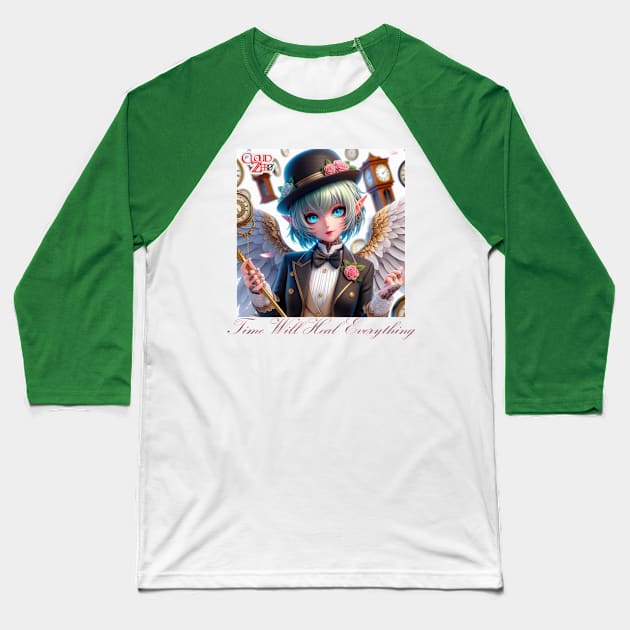 Cloud Zer0 Angel Girl Baseball T-Shirt by PlayfulPandaDesigns